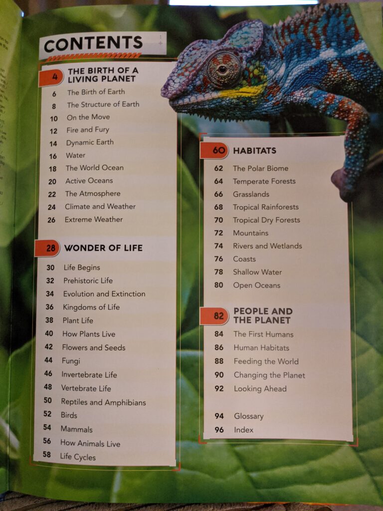 Living Planet Augmented Reality book contents